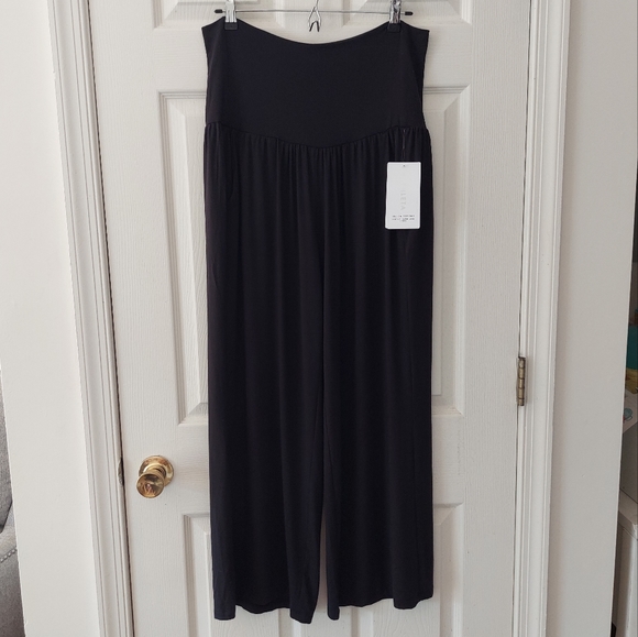 Athleta Pants - NWT Athleta Petites Yoga Black Stretch Knit Studio Wide Leg Pant Size LP